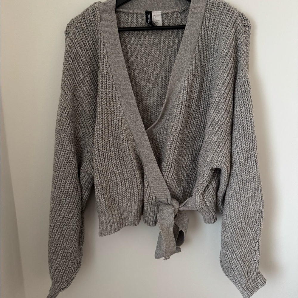 H&M Gray Knit Wrap Cardigan